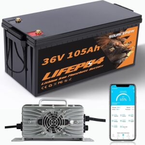 6. Sourcepow 36V Lithium Battery for Golf Cart
